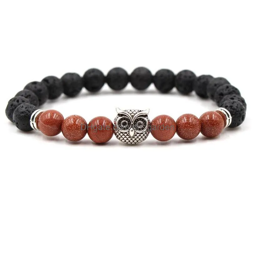 owl charms chakras stone beaded strands bracelet lava beads essential oil diffuser bracelets energy yoga bracelet for men women jewelry