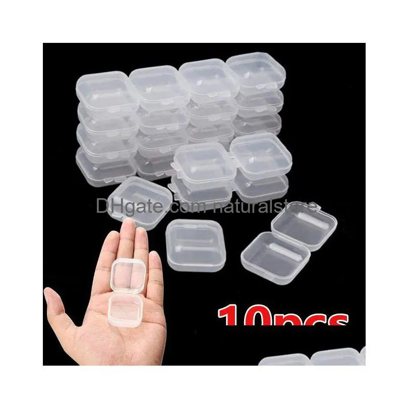 jewelry pouches 60pcs small boxes square transparent plastic box storage case finishing container packaging for earrings