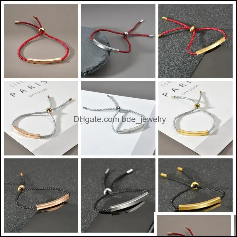 weave charm bracelet stainless steel strip man women fashion jewelry rope chain custom adjustable couple bracelets 128 t2