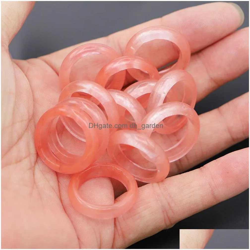 men 6mm band cherry quartz quartz glass crystal stone rings trendy reiki wedding girls fashion party jewelry