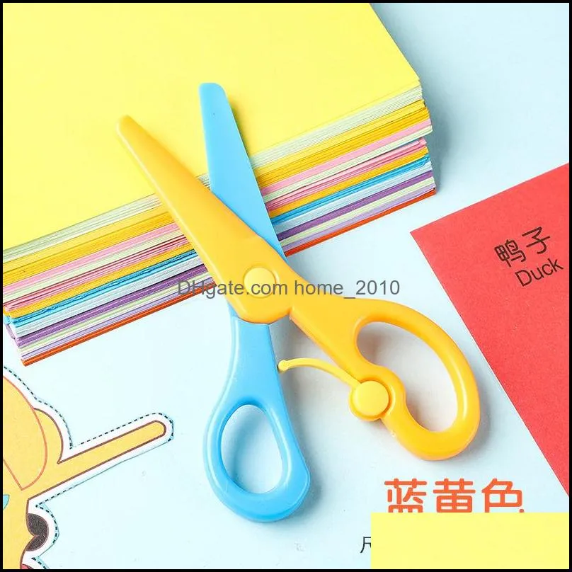 mini safety plastic scissors round head safety scissors stationery student kids diy paper cutting school supplies random color