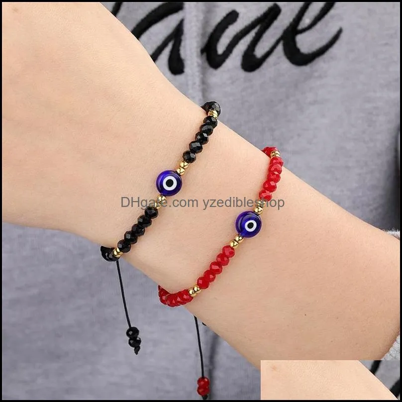 handmade braided evil blue eye bracelet stainless steel crystal beads bracelets women girls gifts 1622 t2