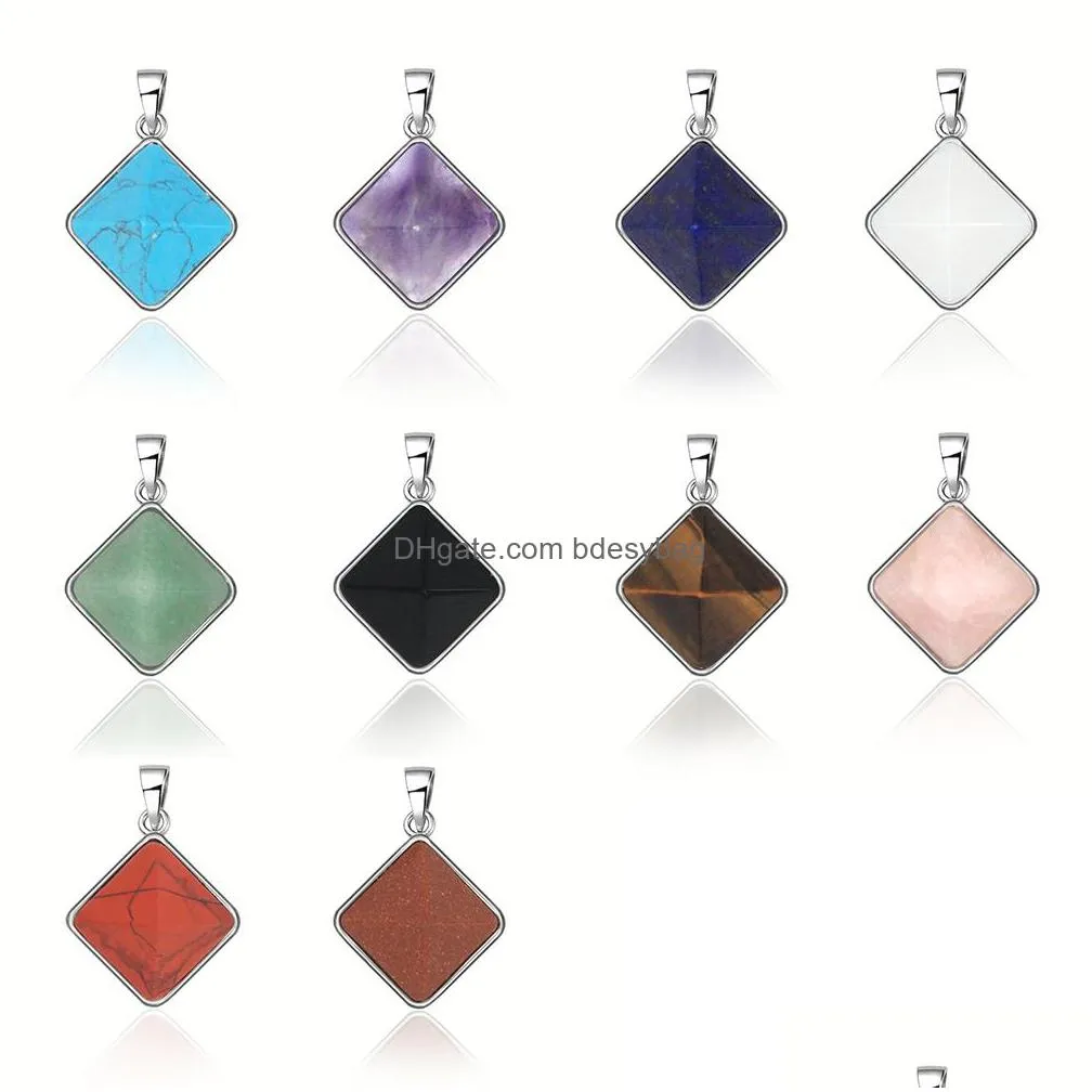 square gemstone pendant healing quartz natural cube size stone pendants for necklace jewelry women gifts