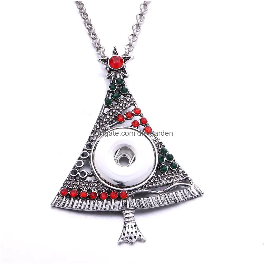 christmas tree shape snap button pendant necklace fit 18mm snaps buttons jewelry snaps necklaces for women mom gift