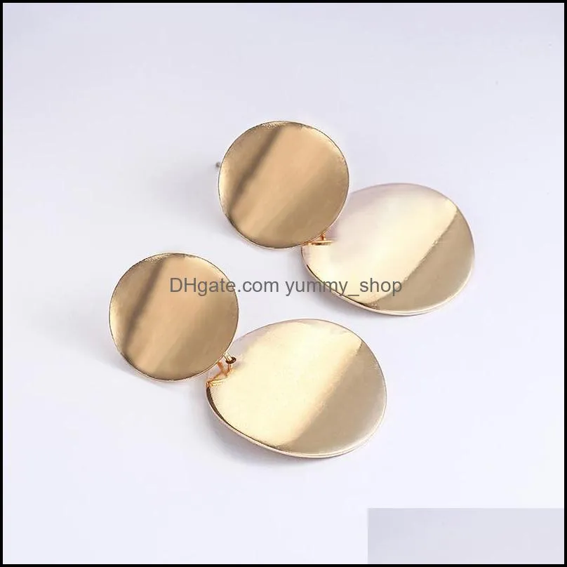  design geometric earrings gold silver color statement round circle metal earring for women wholesale jewelry