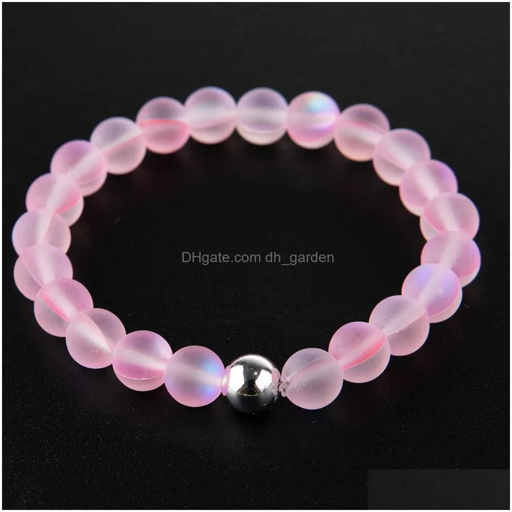 mermaid glass crystal moonstone strand multicolor matte shining stone beaded charm bracelet handmade wristband gifts jewelry