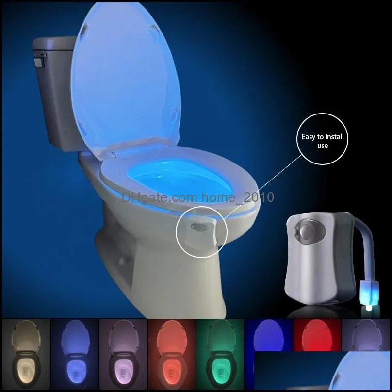 toilet supplies motion sensor toilet seat night light 8 colors waterproof backlight for toilets bowl led