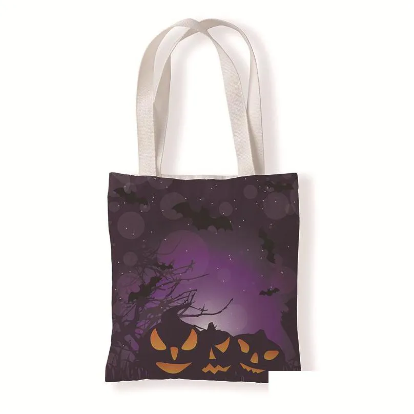 gift wrap fashional handbag high capacity shopping foldable scary halloween print shoulder bags fashion leisure coin bag student 6wd