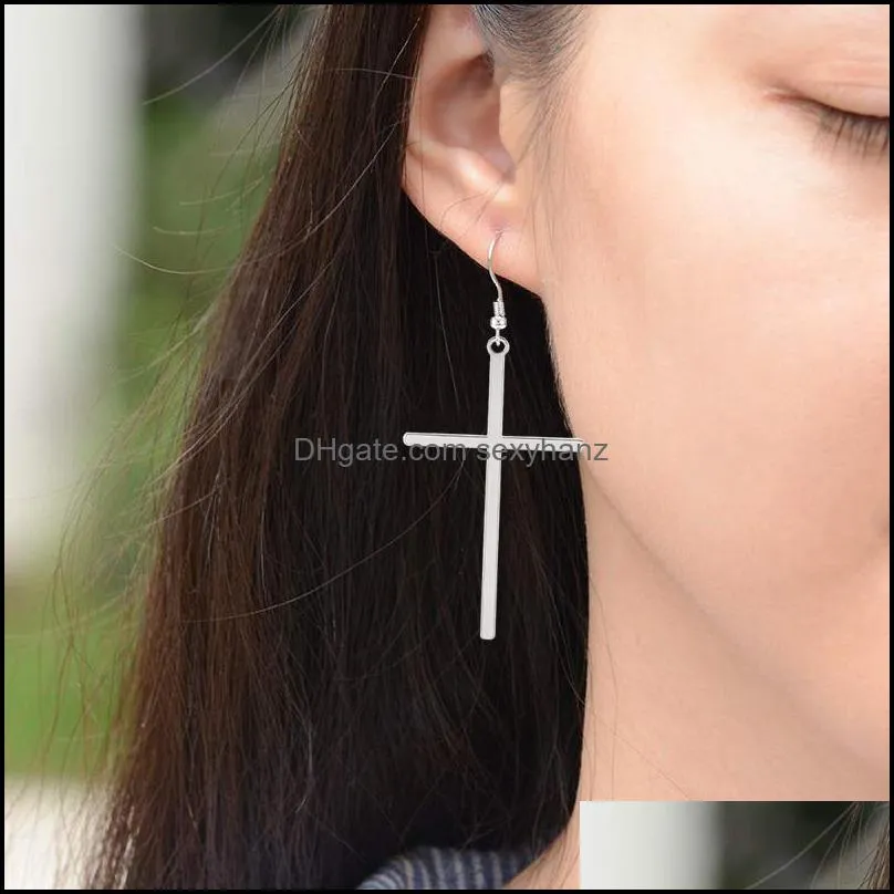  est cross punk dangle earrings men female designer jewelry party gift unisex korea style charm hanging hook earrings