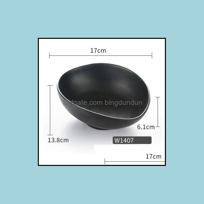bowls black maceramic bowl rice porridge soup drop resistant durable easy to wash household melamine square sets