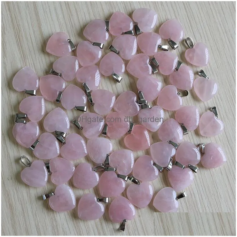 fashion heart rose quartz crystal pendant reiki healing crystal chakra pendants necklace for women jewelry wholesale