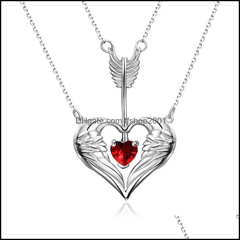 multilayer necklaces one arrow pierced necklace stones heart pendant necklaces for women girls party jewelry gifts