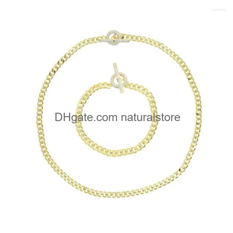 charm bracelets 2022 gold color cz bracelet 5mm ot buckle large circle cuban link hip hop jewellery women jewelry