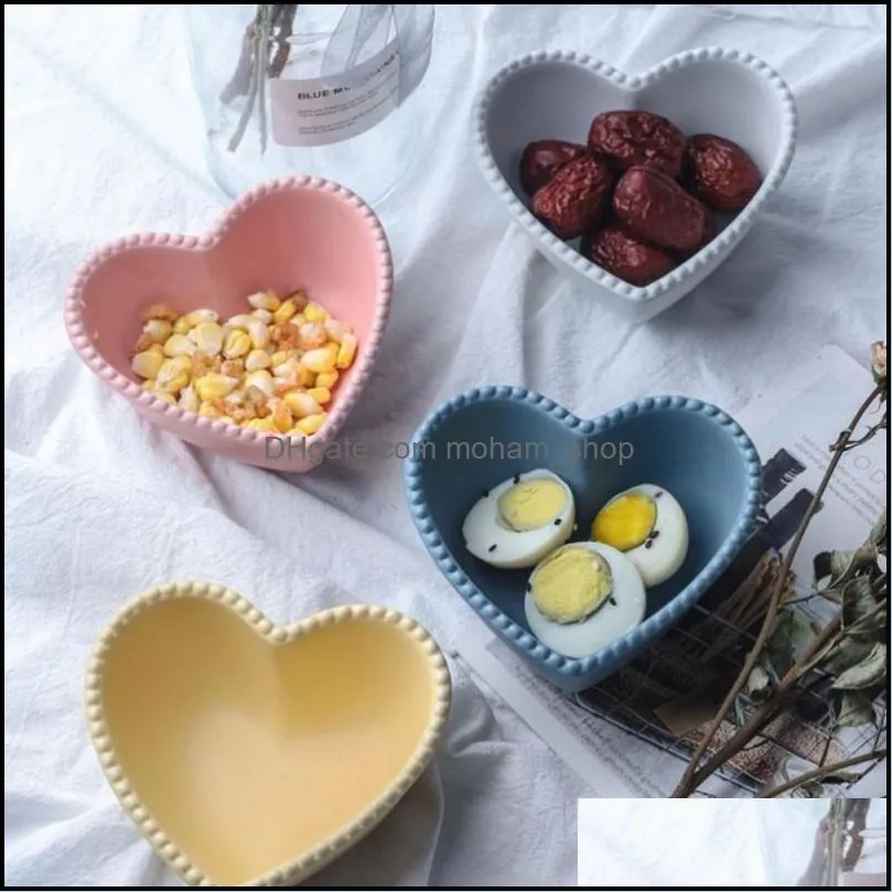 heart shaped ceramics bowl fruit salad bowl dessert serving for home restaurant kitchen 
