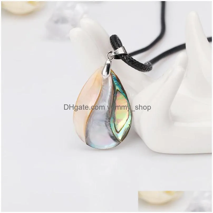 fashion jewelry natural abalone shell necklace water drop handmade shell pendant necklace