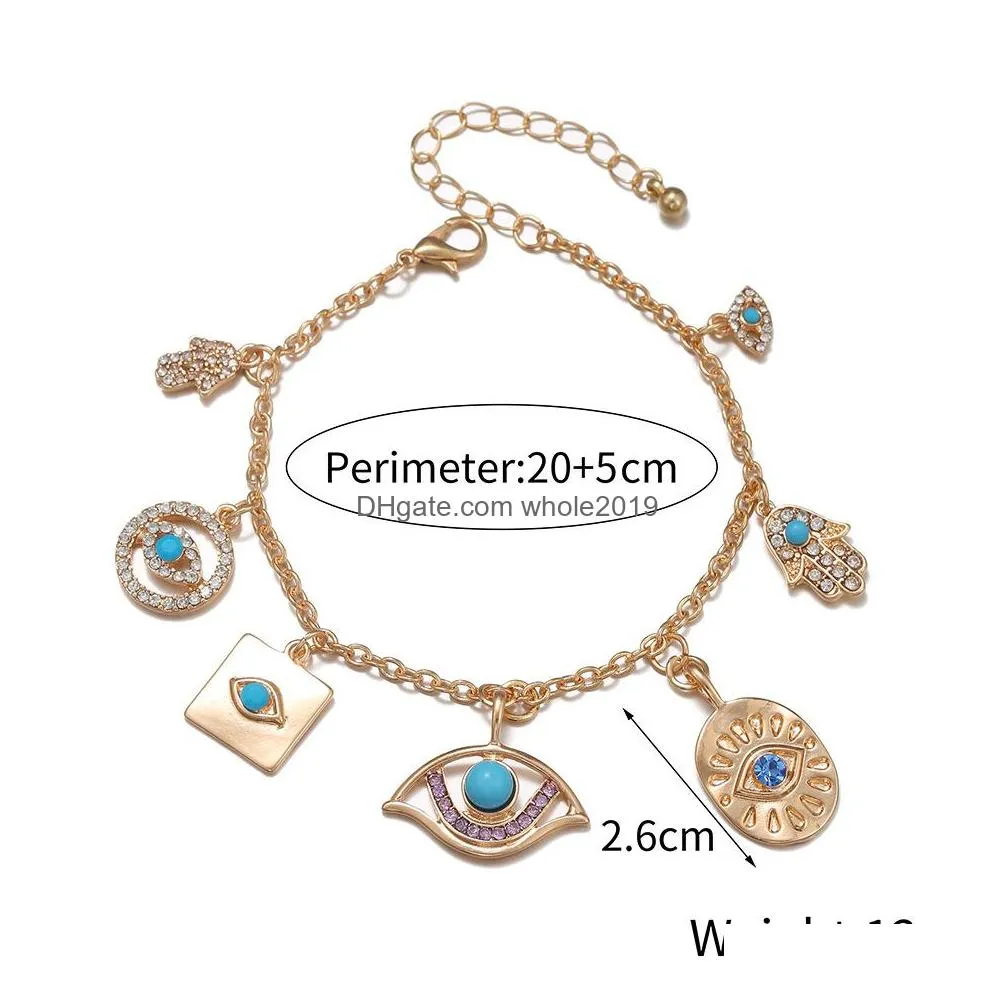 fashion jewelry geometric evil eye pendant bracelet gorgeous blue eye chain bracelets birthday gift