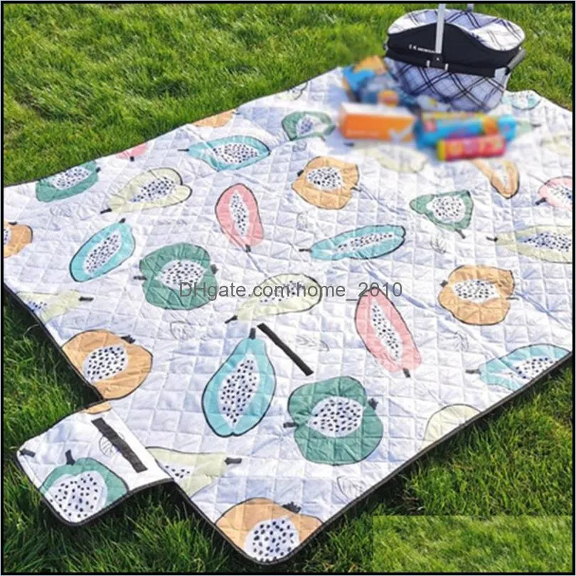 extra large waterproof foldable picnic mat cartoon fruit printed thicken padded portable outdoor camping beach blanket