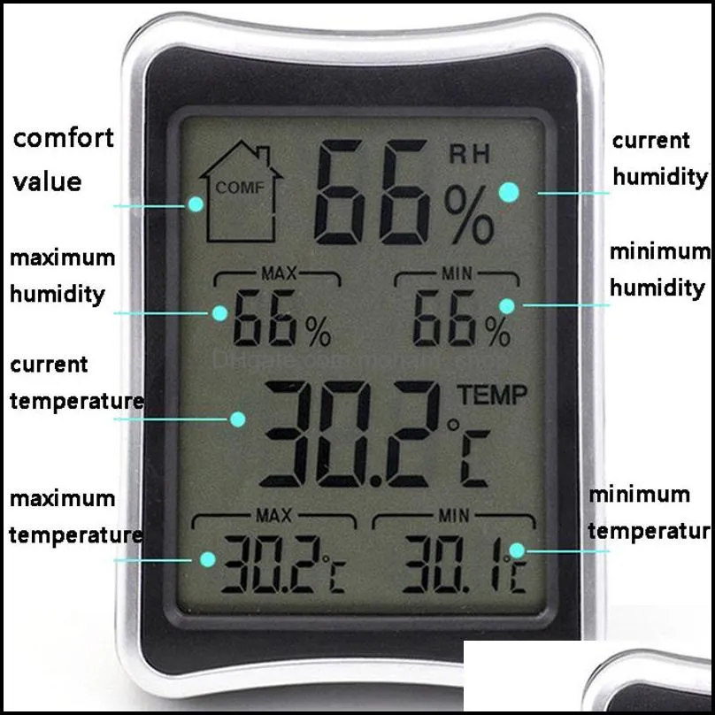 digital lcd environment thermometer hygrometer humidity temperature meter big screen indoor household thermometers and hygrometer dbc