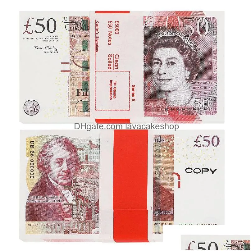prop money toys uk pounds gbp british 10 20 50 commemorative fake notes toy for kids christmas gifts or video film236p