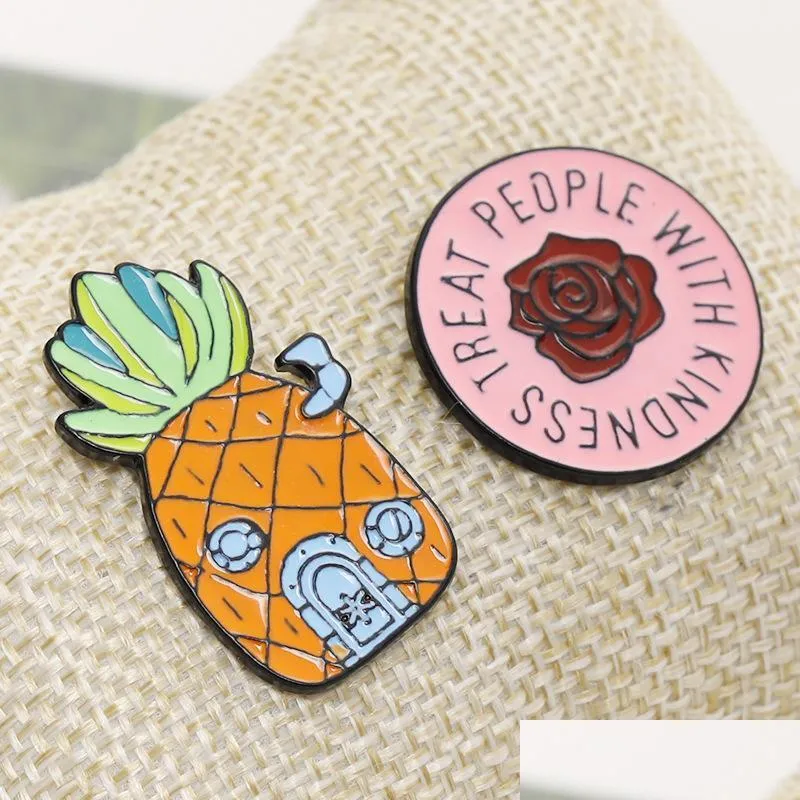 pineapple combination home rose personality creative brooch cartoon pins special tide enamel lapel denim badge c3