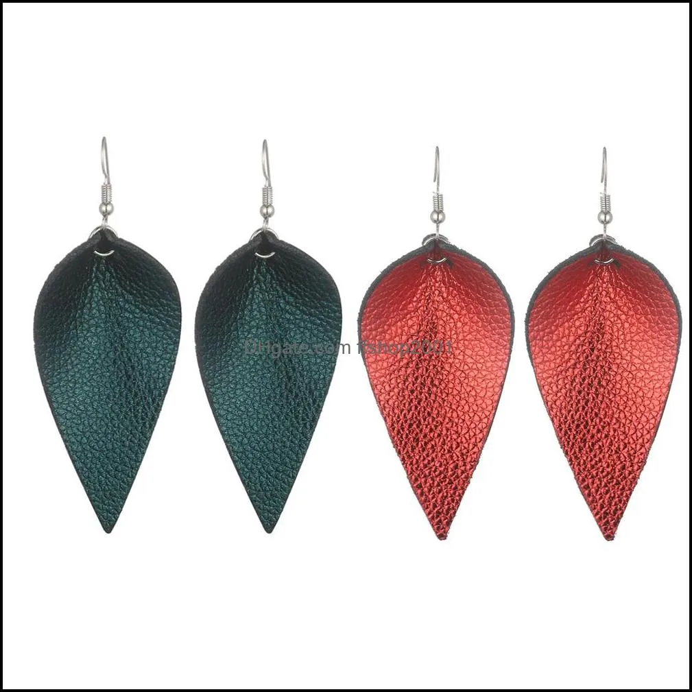  cutting leaf feather earrings pu leather sequin find various multi colors bohemia water drop dangle earring handmade