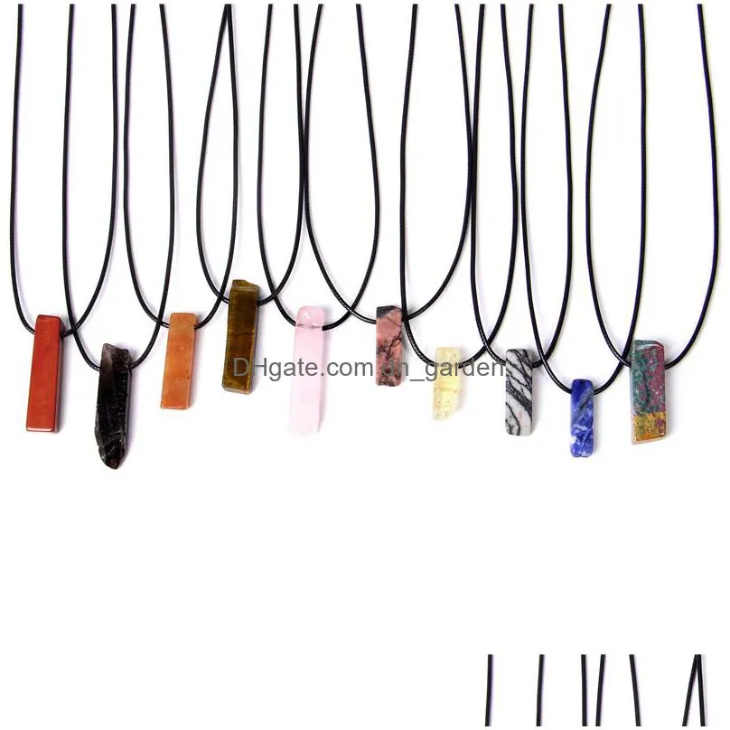 natural raw minerals lucky reiki healing crystal quartz stone necklace jewelry pendulum natural tiger eye lazuli citrin necklaces
