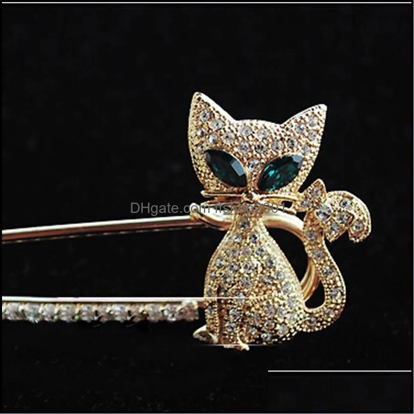 brooch beautifully jewellery fox south korea greeneyed cat fox rhinestone animal brooch pin christmas brooches