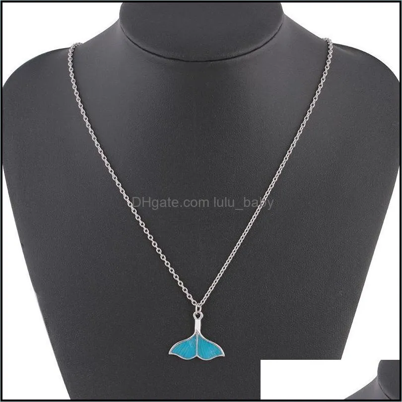 fish tail necklace ocean sea blue whale tail mermaid pendant necklaces beautifully luxury jewelry luminous necklaces