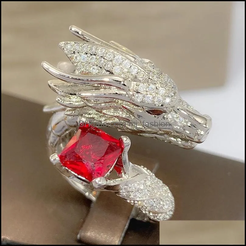 fashion innovation full diamond tyrannosaurus rex ring luxury plated 18k gold fashion domineering tap ring
