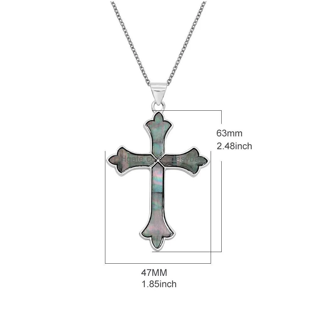 cross style shell pendant necklace love wish silver plated metal shelled pendants with chain women jewelry gifts