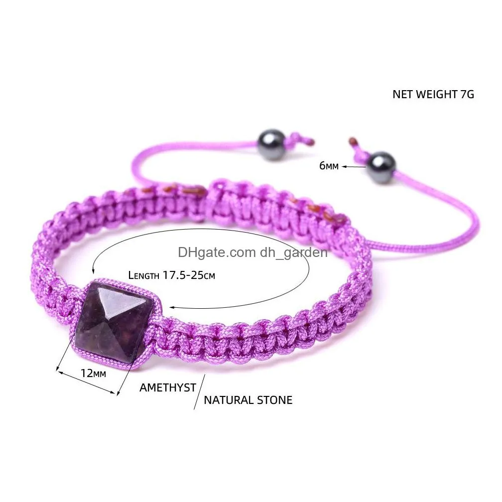 seven chakra tiger eye rose quartz amethyst stone beads strand bracelet lovers rope braided adjustable bracelet for women men jewelry