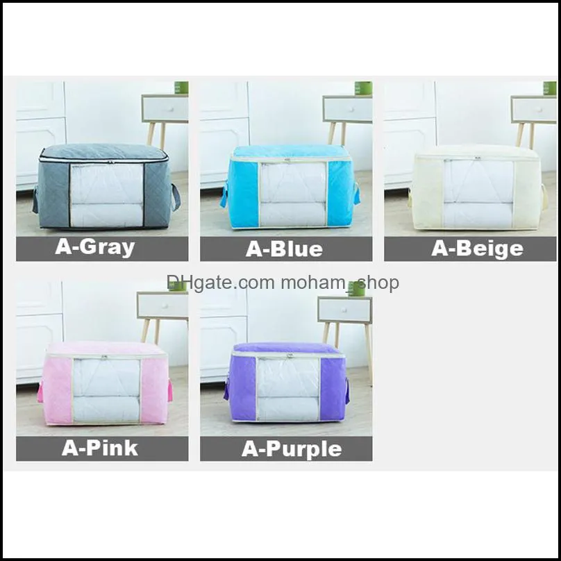 non woven quilt storage bag foldable clothing blanket pillow underbed bedding organizer bag home closet storage box case vt0714