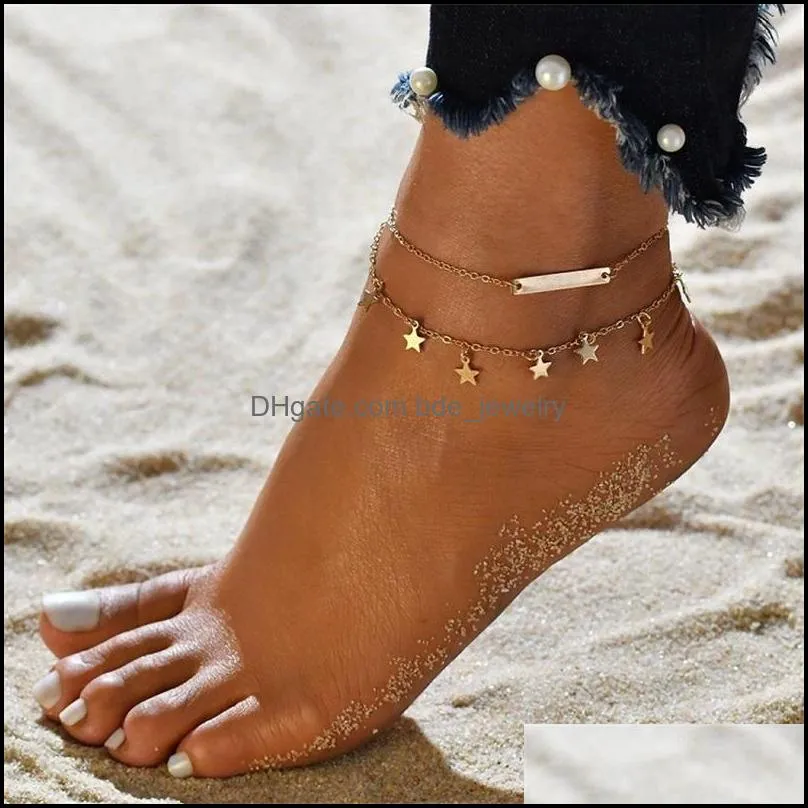 bohemian shell heart summer anklets set for women tortoise ankle bracelets girls barefoot on leg chain female jewelry gift 158 o2