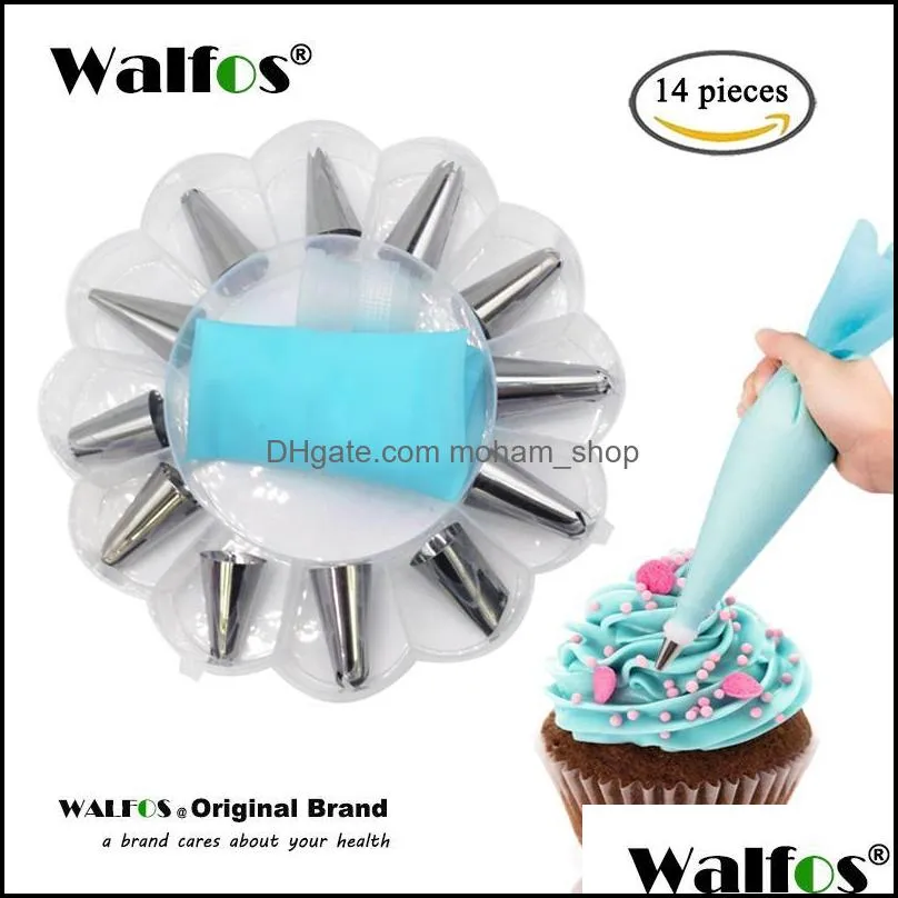 baking pastry tools 14pcs/set russian icing piping tips silicone cream bag stainless steel nozzle set diy cake decorating