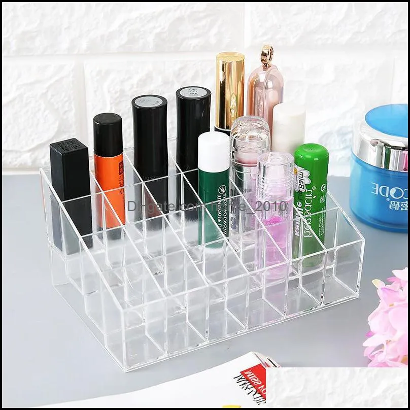 4pcs grid acrylic transparent makeup organizer box lipstick nail drill polish cosmetic jewelry holder