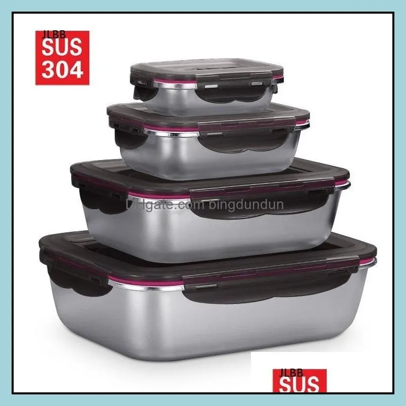 dinnerware sets 304 stainless steel lunch box container storage leakproof zer bento set 220/600/1500/2900ml