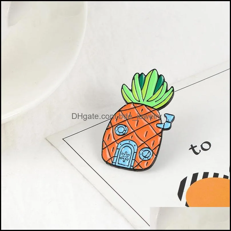 pineapple combination home rose personality creative brooch cartoon pins special tide enamel lapel denim badge c3