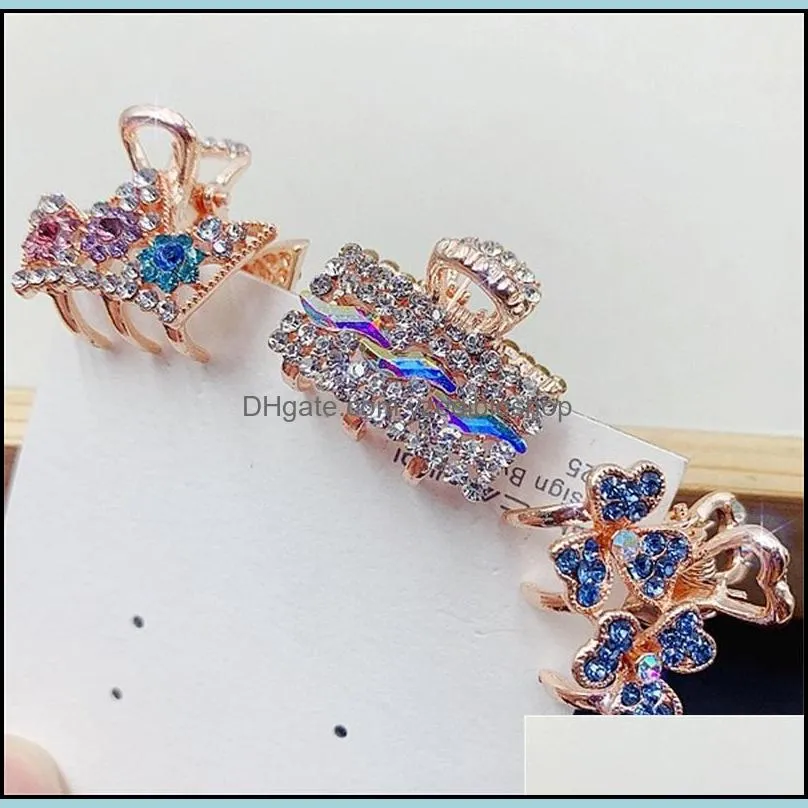 shinny colorful zircon small hair clips fashion pretty catch clip pearl czech rhinestones hairgrips headdress randomly styles c3