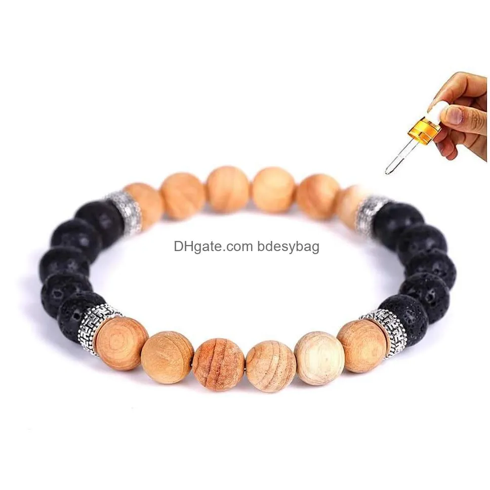 elastic gemstone bracelets wood and natural stone beads bracelet bangles 5 colors for women jewelry gifts