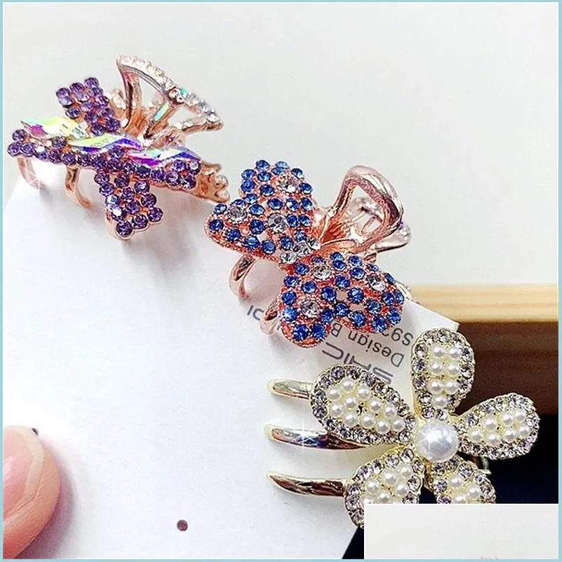 shinny colorful zircon small hair clips fashion pretty catch clip pearl czech rhinestones hairgrips headdress randomly styles c3