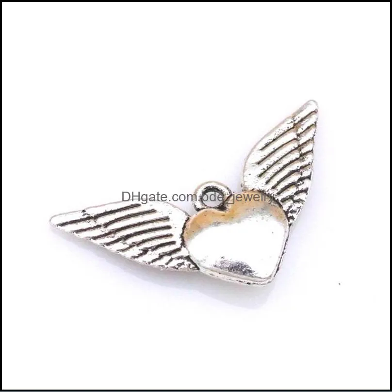 angel heart wings spacer charm beads pendants 200pcs/lot antique silver alloy handmade jewelry findings components diy l189 331 q2