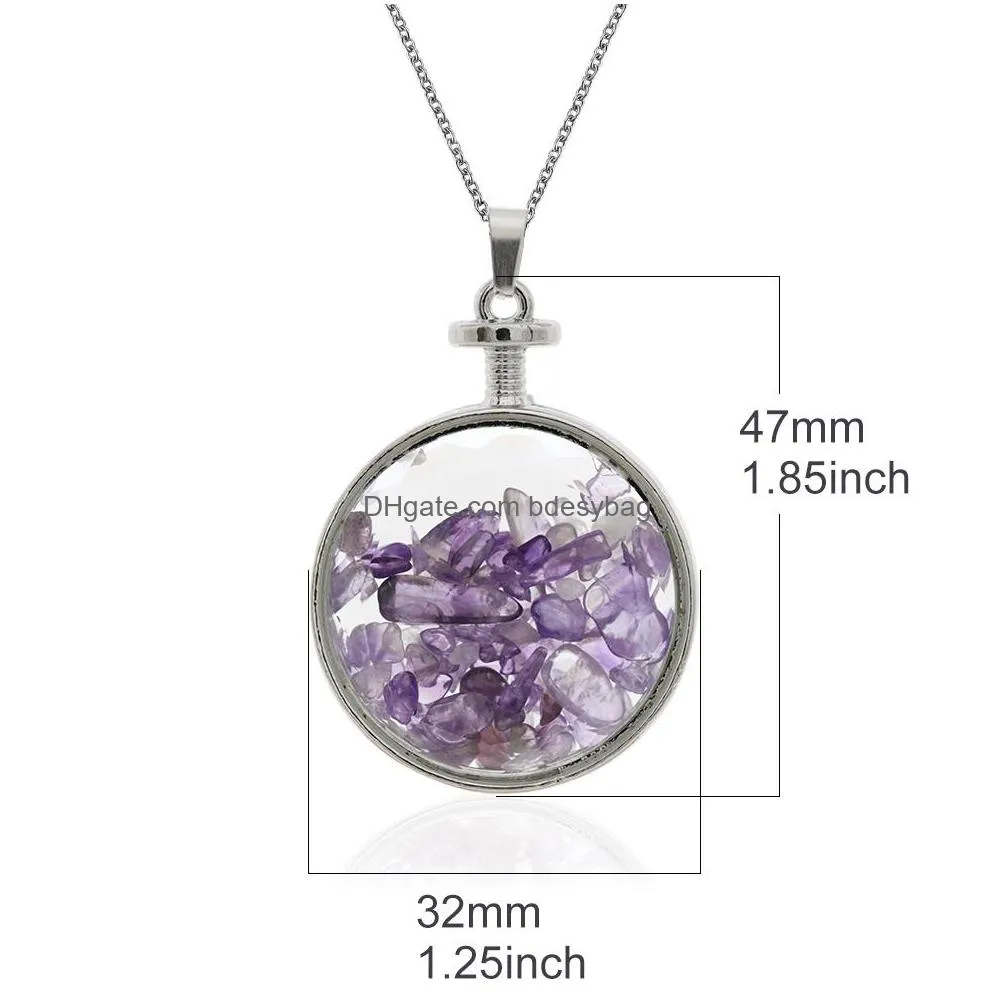 round chips stone pendant natural gemstones locket pendants for necklace women jewelry gifts