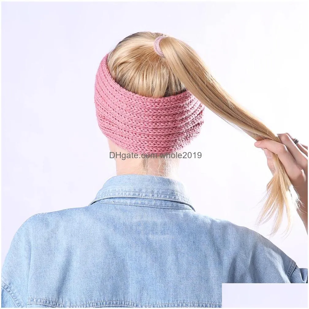 autumn winter europe womens knitted headbands crossed hair bands lady warm crochet headwrap hair accessories