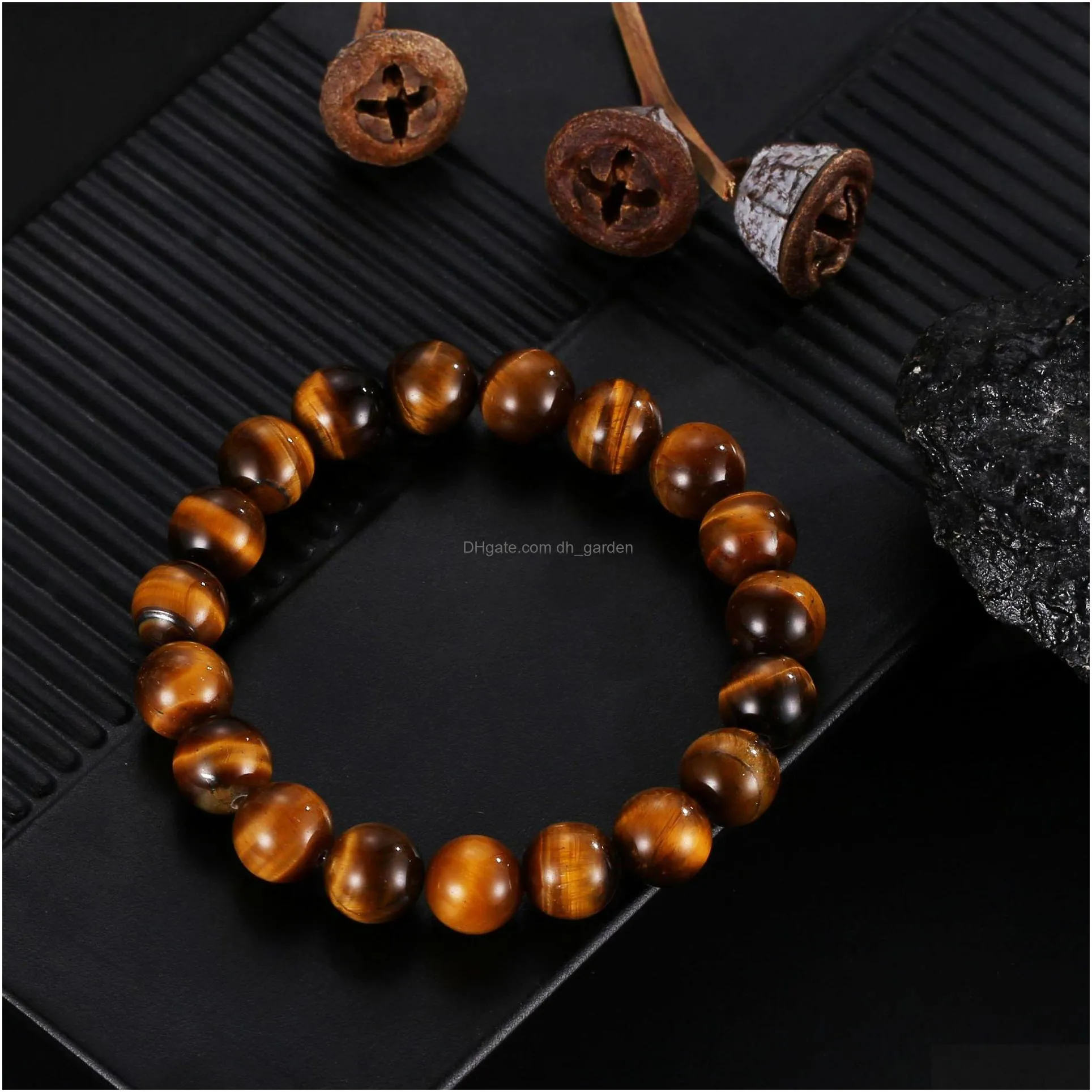 6mm 8mm 10mm brown tiger eye stone bead strand bracelet women men lover healing energy yoga bracelet jewelry gifts