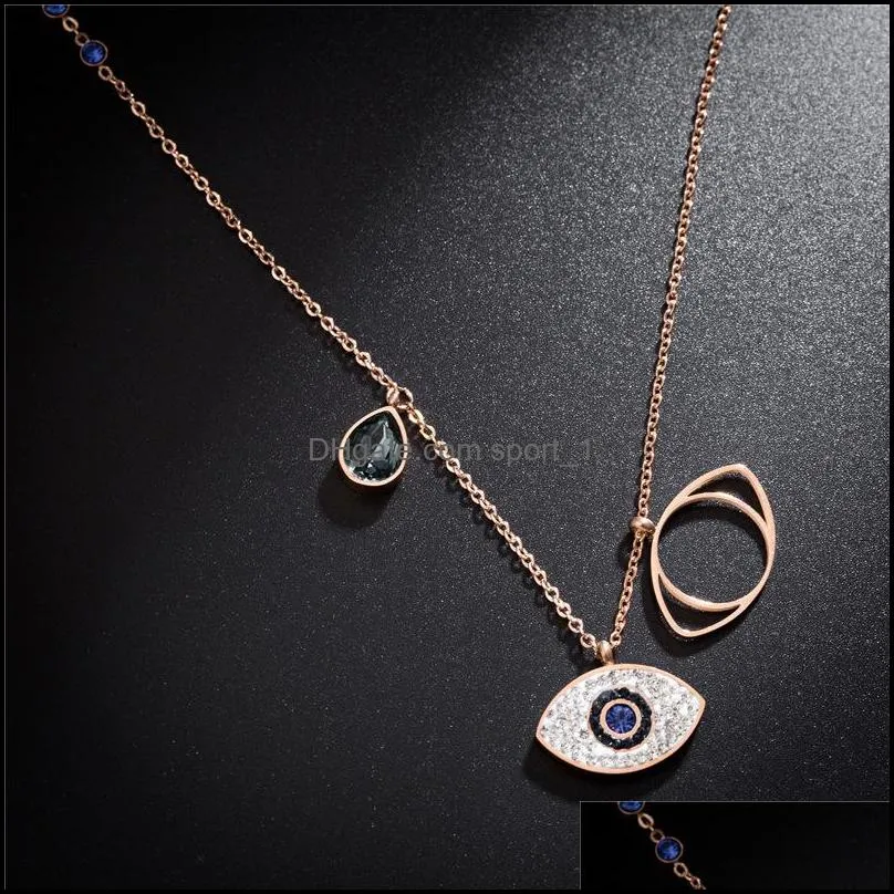 titanium steel pendant necklace blue evil eye wedding jewelry accessories necklaces for women 9an q2