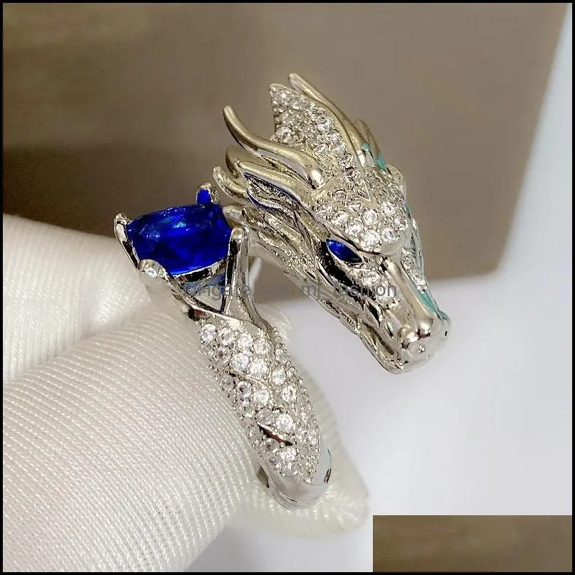 fashion innovation full diamond tyrannosaurus rex ring luxury plated 18k gold fashion domineering tap ring