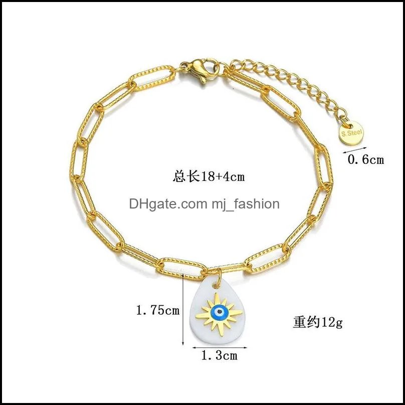 clip chain blue eye charm bracelet stainless steel gold plated bracelets bangles for women