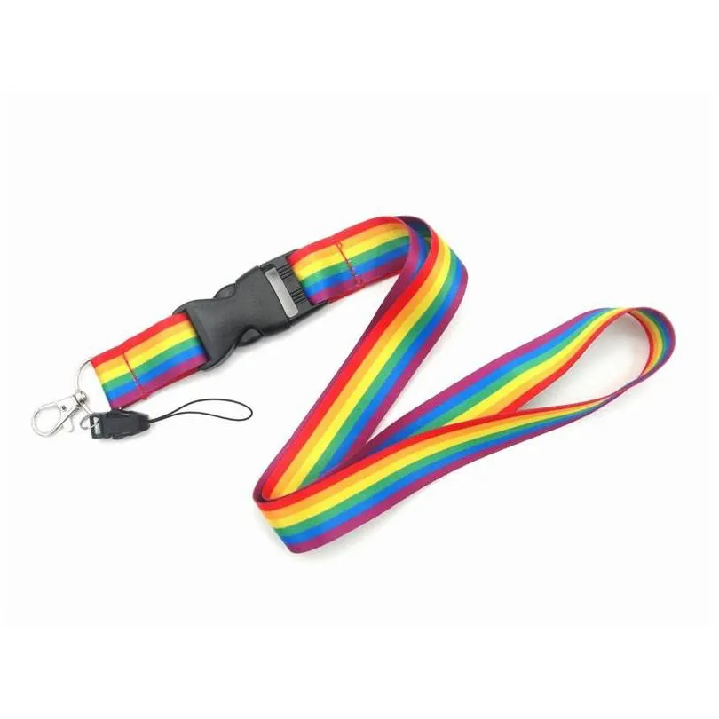 10pcs rainbow mobile phone straps party favor neck lanyards for keys id card mobilephone usb holder hang rope webbing 889 b3