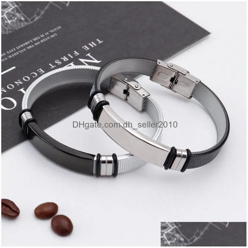 fashion jewelry titanium steel bracelets men silicone stainless steel mesh bracelet