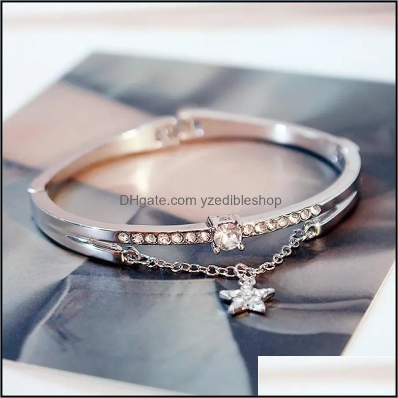 sterling silver fivepointed star tide chain rose gold bracelet female student korean version simple jewelry gift women link 3685 q2